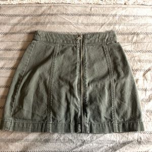 Green zip up skirt